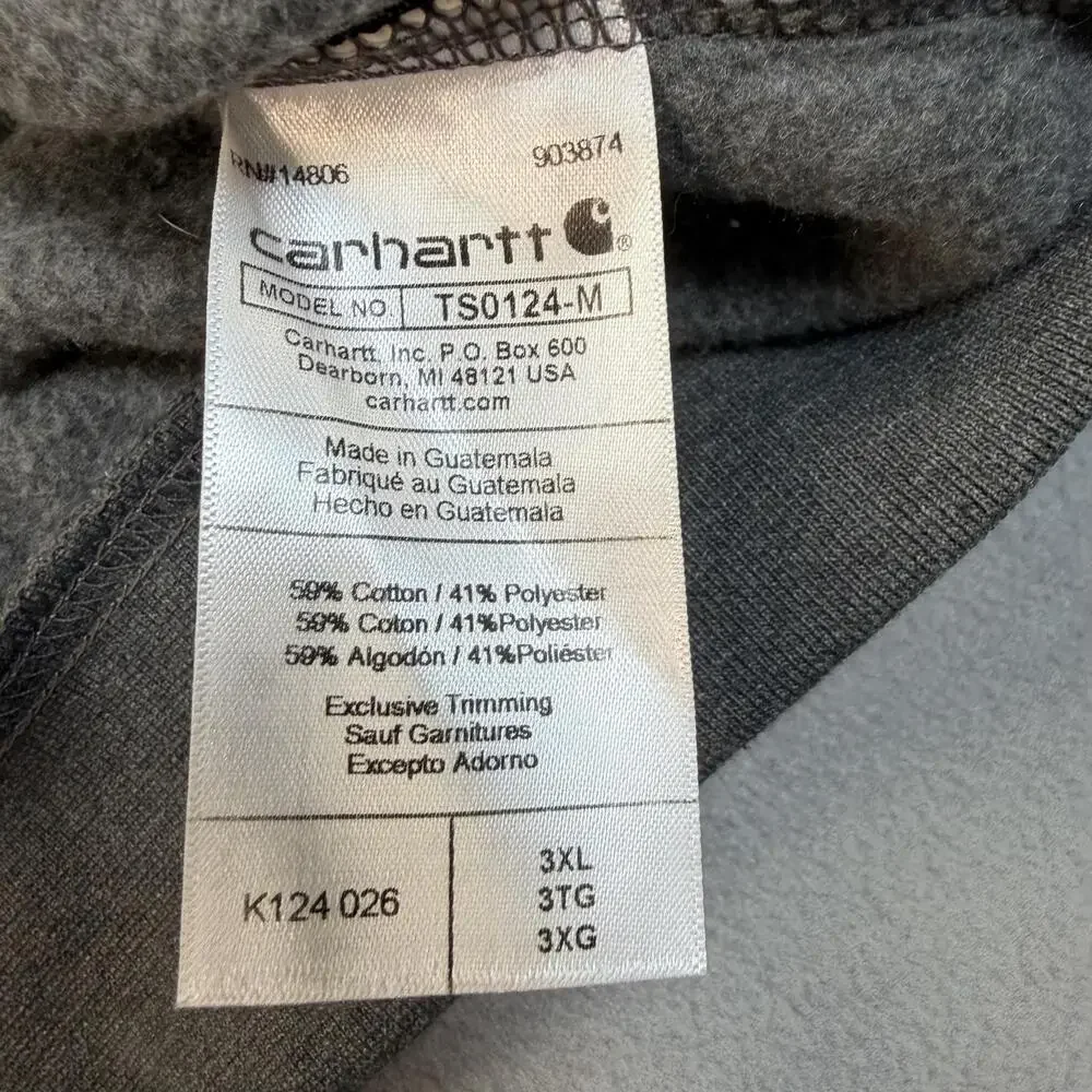 Carhartt Sweatshirt Mens 3XL Gray Fleece Crewneck Timberland Lumber Company Logo